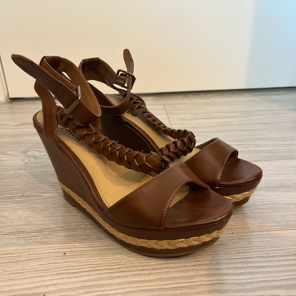 Unlisted Brown Wedge Sandals with Cork Platform